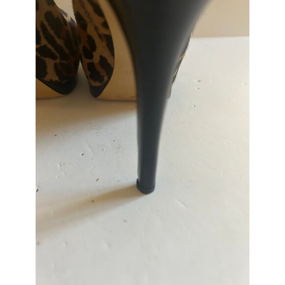 Nine West Platform Ankle Booties Stiletto Brown Leopard Print Calf Hair Sze 7.5 - Picture 12 of 12